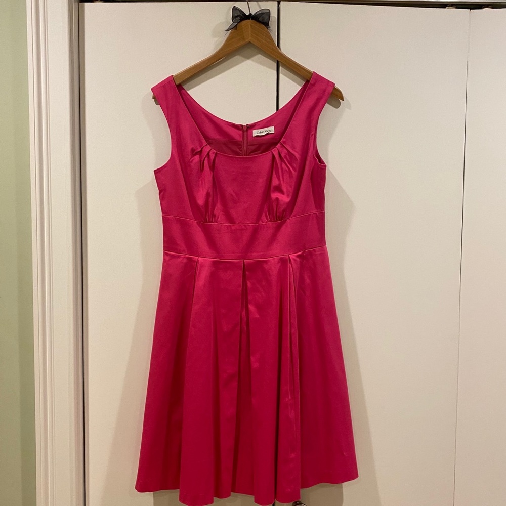 Calvin Klein Pink Pleated Sleeveless Dress